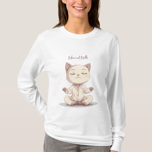 Cat doet yoga t-shirt (Voorkant)