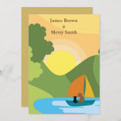 Cat Dog Boat Lake Sun Warm Love Weddenschap Kaart (Voorkant / Achterkant)