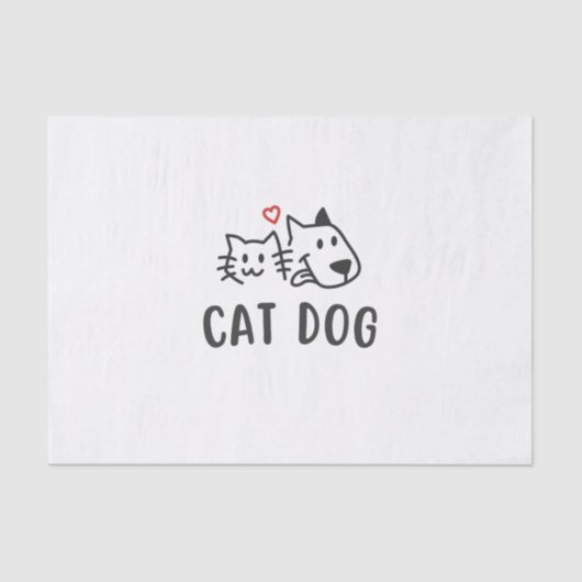 Cat Dog – Cute Minimalist Cat and Dog Design Tissuepapier (Voorkant)