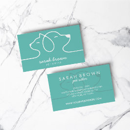 Cat Dog Line Logo Petsitter Green Visitekaartje