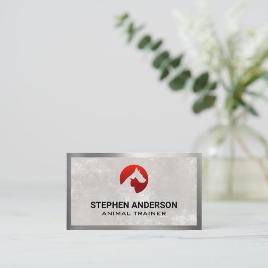 Cat Dog Logo | Metaalgrens Visitekaartje (Staand voorkant)