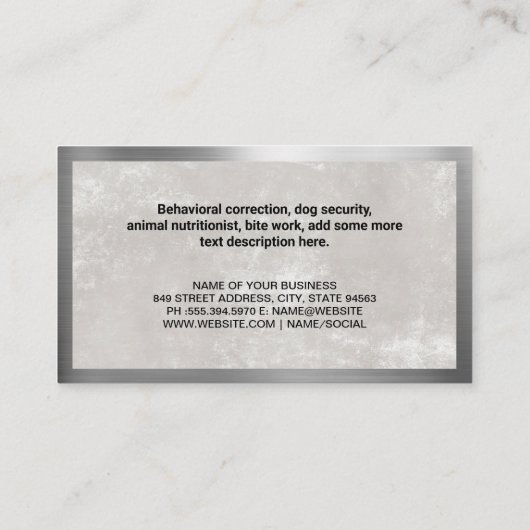 Cat Dog Logo | Metaalgrens Visitekaartje (Achterkant)