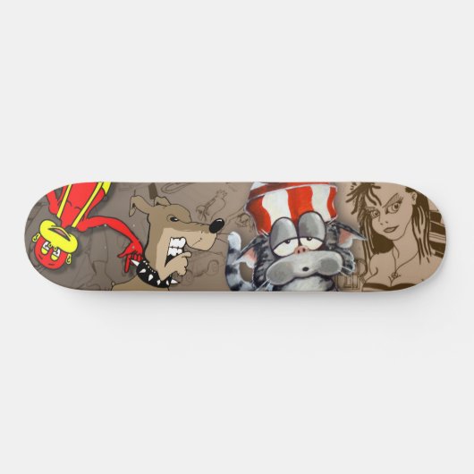 Cat Dog Monkey Meisje Cartoon Skateboard Deck (Horizontaal)