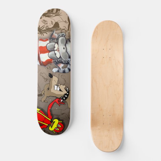 Cat Dog Monkey Meisje Cartoon Skateboard Deck (Voorkant)