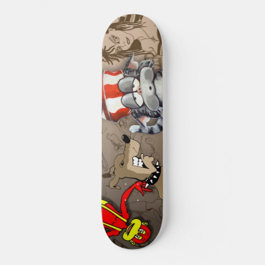 Cat Dog Monkey Meisje Cartoon Skateboard Deck (Voorkant)