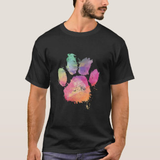 Cat Dog Paw Print Waterverf Rainbow Abstract Anime T-shirt