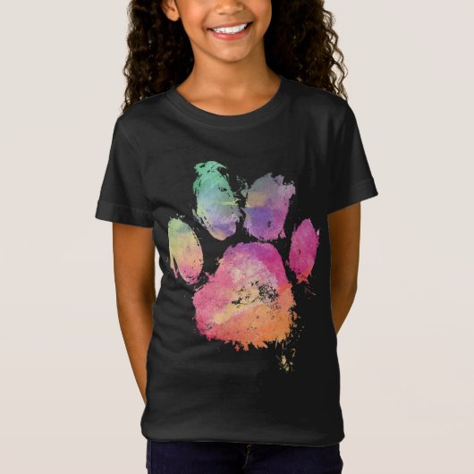 Cat Dog Paw Print Waterverf Rainbow Abstract Anime T-shirt (Voorkant)