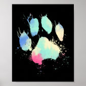 Cat Dog Paw Print Waterverf Regelboog (Voorkant)