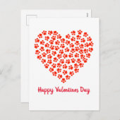 Cat Dog Paw Prints Funny Valentijnsdag Feestdagenkaart (Voorkant / Achterkant)