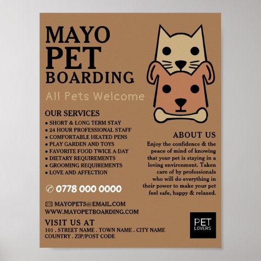 Cat & Dog, Pet Boarding Adverteren Poster (Voorkant)