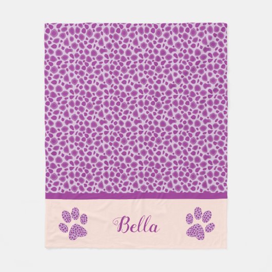 Cat Dog Pet Paars Leopard Skin Fleece Blanket (Voorkant)