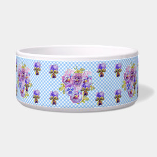 Cat Dog Shabby Floral Blue gingham Schattige Huisd Voerbakje