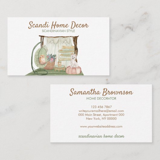 Cat Dog Sitting to Chairman New Boho Home Visitekaartje (Voorkant / Achterkant)