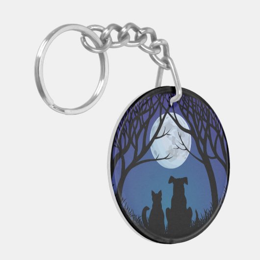 Cat & Dog Sleutelhanger Beste vrienden Aangepaste  (Voorkant Links)