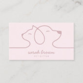 Cat Dog Soft Pink Line Logo Petsitter Visitekaartje (Voorkant)