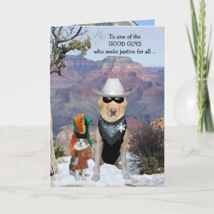 Cat & Dog Western Funny Birthday for Son or Male Kaart