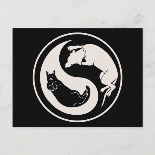Cat-Dog Yin-Yang Briefkaart (Voorkant)