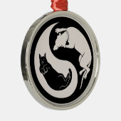 Cat-Dog Yin-Yang Metalen Ornament (Rechts)