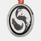 Cat-Dog Yin-Yang Metalen Ornament (Links)
