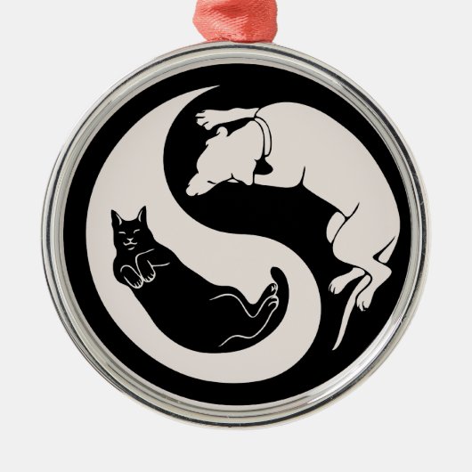 Cat-Dog Yin-Yang Metalen Ornament (Voorkant)