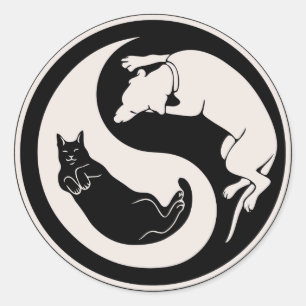 Cat-Dog Yin-Yang Ronde Sticker