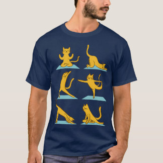 Cat Doing Multiple Yoga Positions Cats Lovers T-shirt