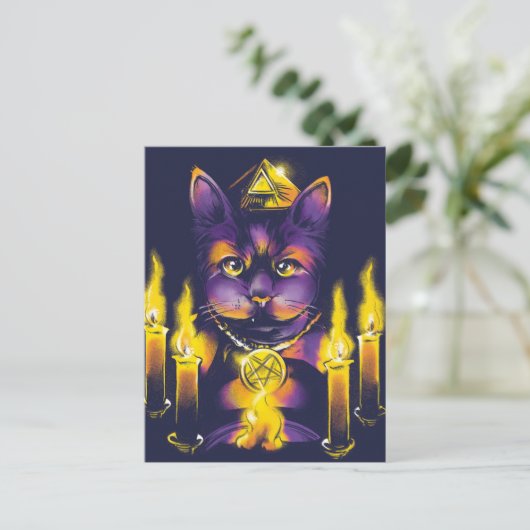 Cat Doing Spellwork Briefkaart (Staand voorkant)