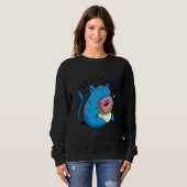 Cat Donut Cool Retro Fun Weird Bizarre Art Trui (Voorkant volledig)