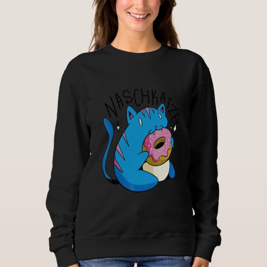 Cat Donut Cool Retro Fun Weird Bizarre Art Trui (Voorkant)