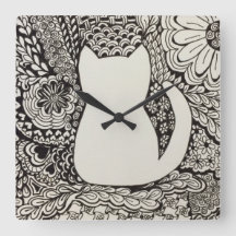 Cat Doodle Wall Clock