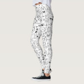 Cat Doodles, Funny Black and White Katten Pattern Leggings (Links)