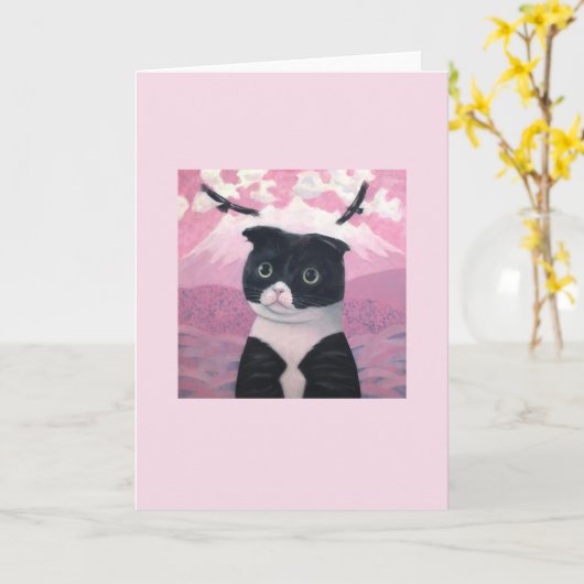 Cat Dora-chan roze #3 Kaart (Gele Bloem)