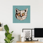 cat, dots and eyes of diamonds poster (Thuiskantoor)