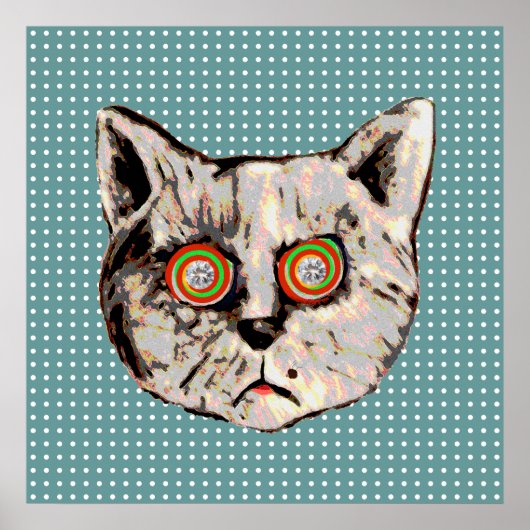 cat, dots and eyes of diamonds poster (Voorkant)
