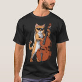 Cat Double Bass Player T-shirt (Voorkant)