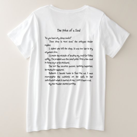 Cat Drabble Plus Size T-shirt (zwarte tekst) (Design achterkant)