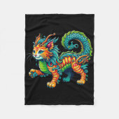 Cat Dragon Happy Chinese New Year 2024 Womens Mens Fleece Deken (Voorkant)