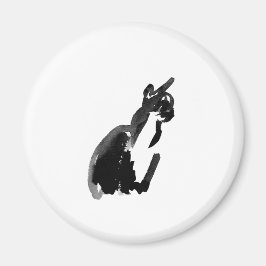 Cat Drawing Ink Brush Wash Art Magneet