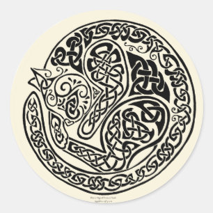 Cat Dreams Celtic Black Ivory Ronde Sticker