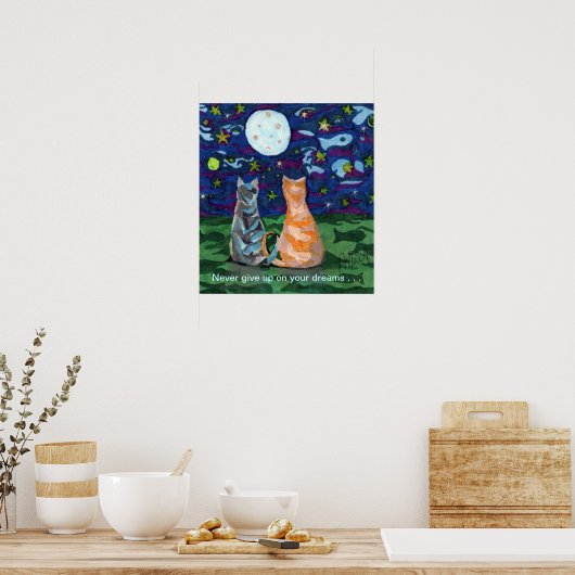 Cat Dreams en Full Moon Poster (Keuken)