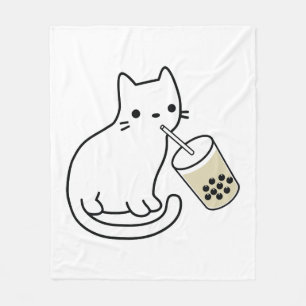 Cat Drink Boba Milk Tea Bobalogy Hoodie Fleece Deken