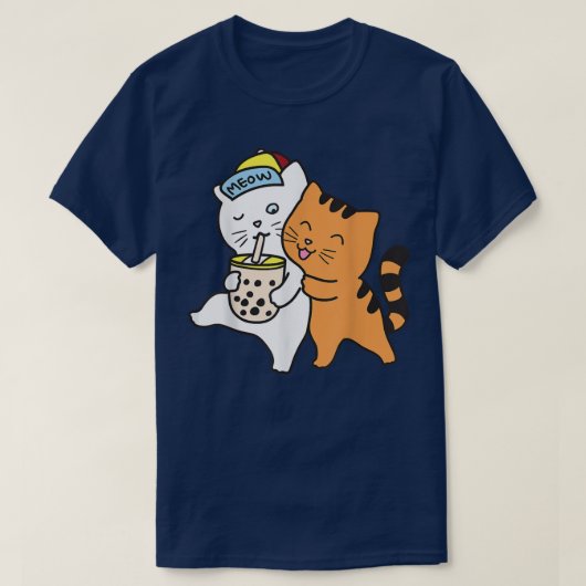 Cat Drink Boba Shirt Tea Bubble Tea Anime Kawai (Design voorkant)