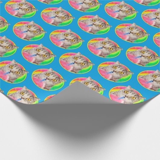 Cat Drink Slushie Cadeaupapier (Hoek)