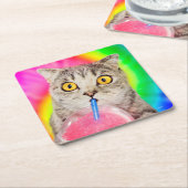 Cat Drink Slushie Kartonnen Onderzetters (Schuin)