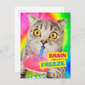Cat Drink Slushie Uitnodiging Briefkaart (Voorkant / Achterkant)