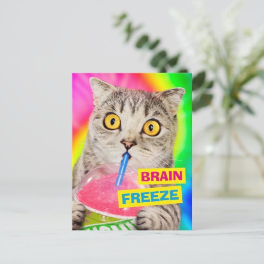 Cat Drink Slushie Uitnodiging Briefkaart (Staand voorkant)