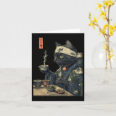 Cat Drink Tea Japanese Tea Ceremony Art Print P Kaart (Gele Bloem)