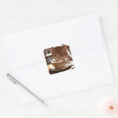 Cat drinking coffee from a cup vierkante sticker (Envelop)
