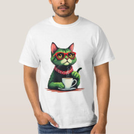 Cat drinking coffee T-shirt 