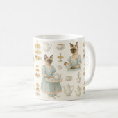 Cat drinkt 's middags thee in Londen Engeland Koffiemok (Voorkant rechts)